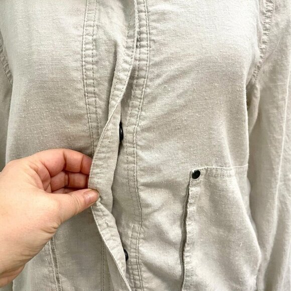 prAna Hemp Blend Snap Button Lightweight Jacket Neutral Beige size Small - Picture 2 of 7